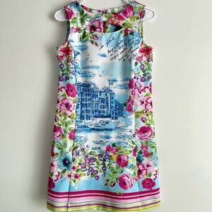 Gabby Skye Blue and Pink Sleeveless Floral Dress